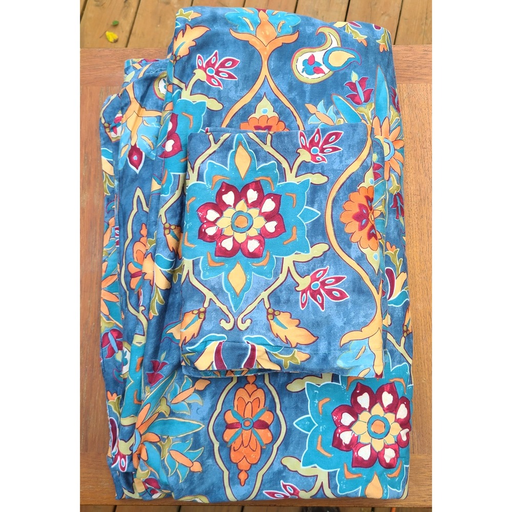 Eikei Home 100% Cotton Spanish Damask KING Duvet Cover & Shams Bohemian Boho